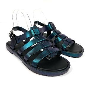Melissa Metallic Blue Strappy Jelly Sandals Size 9
